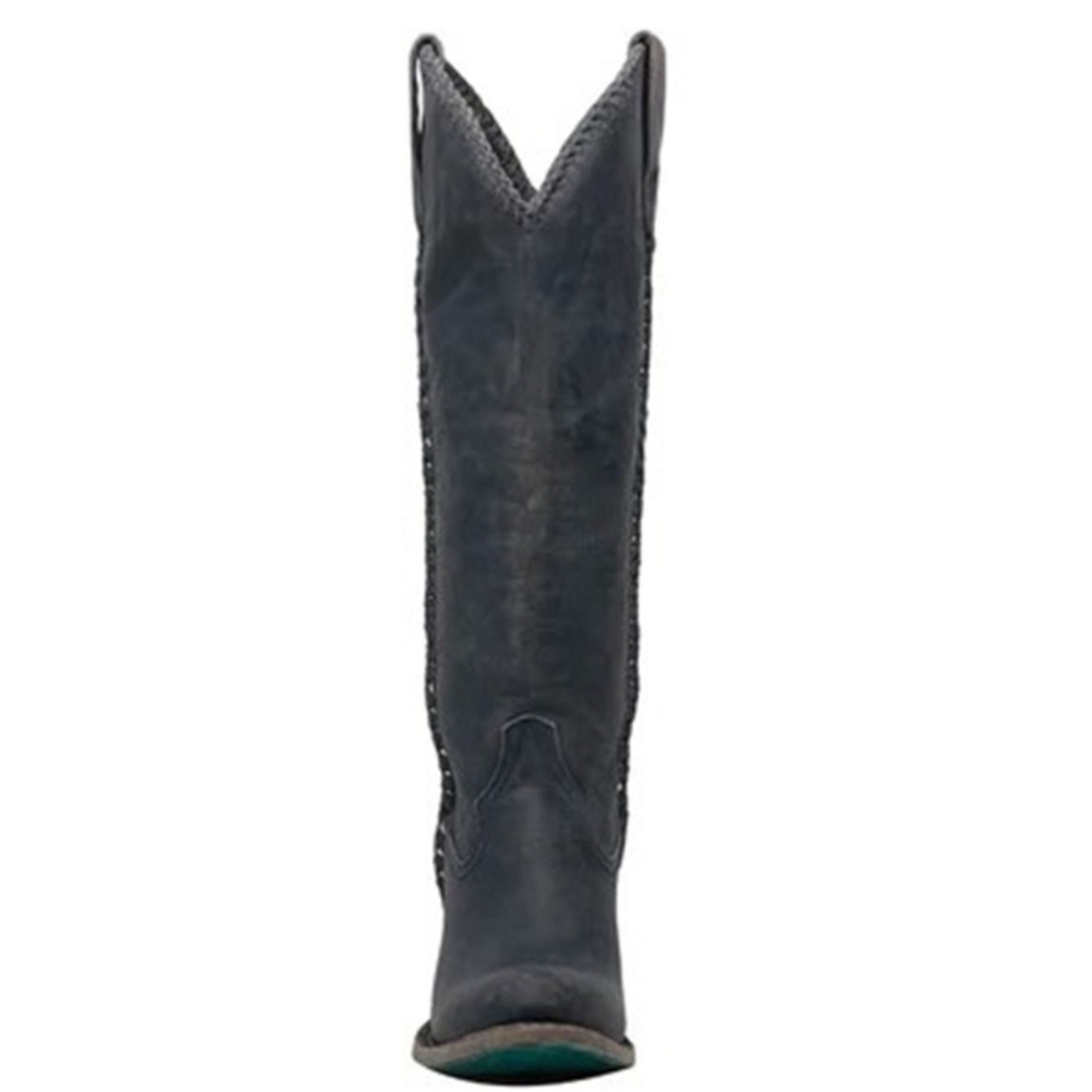 Lane Women's Plane Jane Western Tall Boots Pointed Toe Navy - Picture 4 of 7